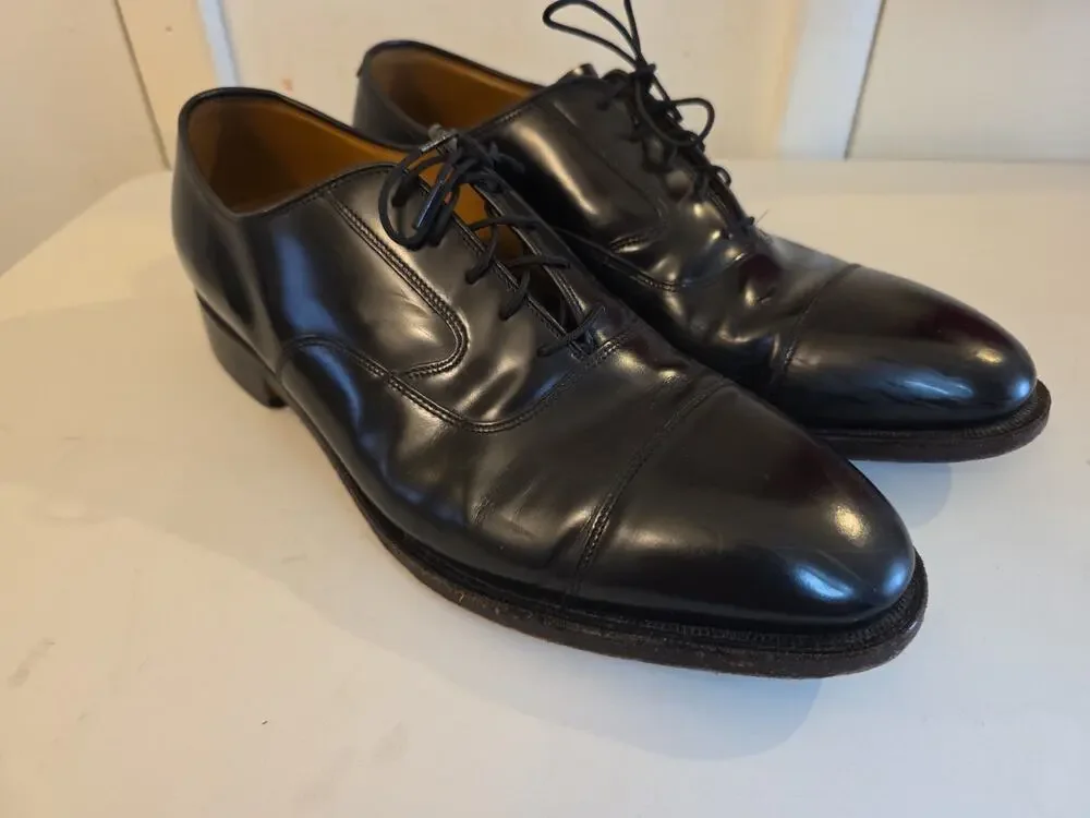 Johnston & Murphy 24-93110 Mens Black Leather Cap Toe Oxford Dress Shoes Sz 10D